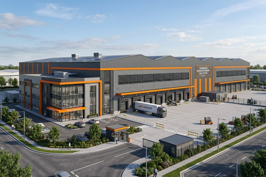 Çelik Fabrika Binası: Üretim Akışına ve Vinç Yüklerine Göre Tasarım 3D Mimari Görseli